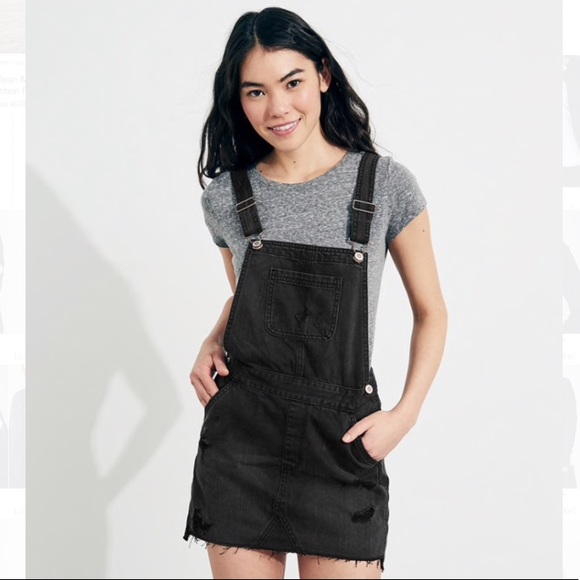 Hollister Embroidered Denim Skirt Overall Dress - Picture 2 of 8